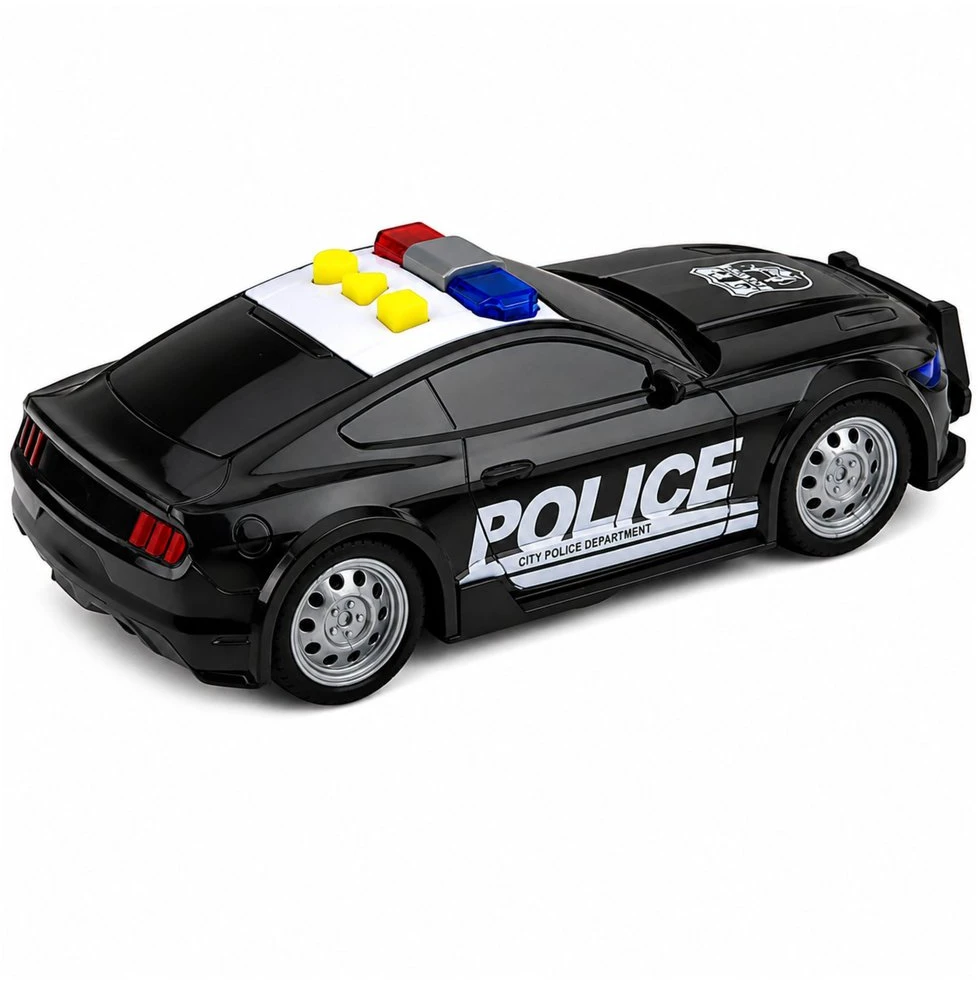 Lean Toys Policijos automobilis su šviesos ir garso efektais, juodas, 16,5 × 7 × 5 cm