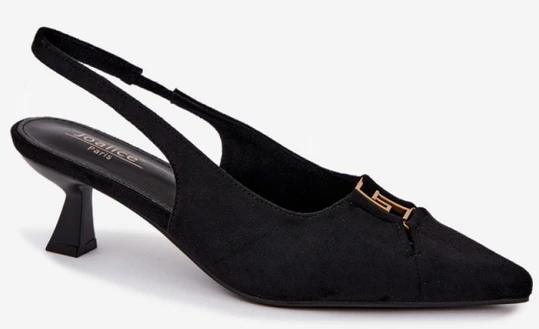 Juodi aukštakulniai bateliai su smailėjančia nosimi Step in style