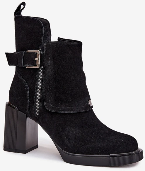Juodi aulinukai su kulnu ir sagtimi Step in style
