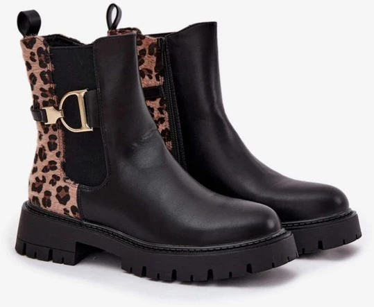 Juodi aulinukai su leopardo rašto detalėmis Step in style