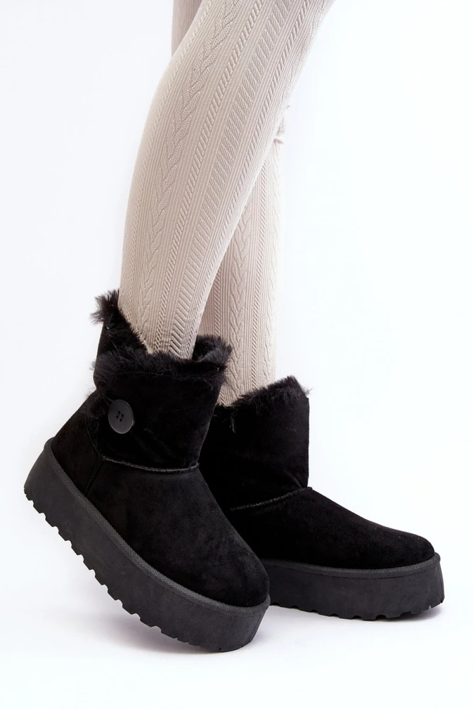Juodi aulinukai su platforma ir kailio apdaila Step in style
