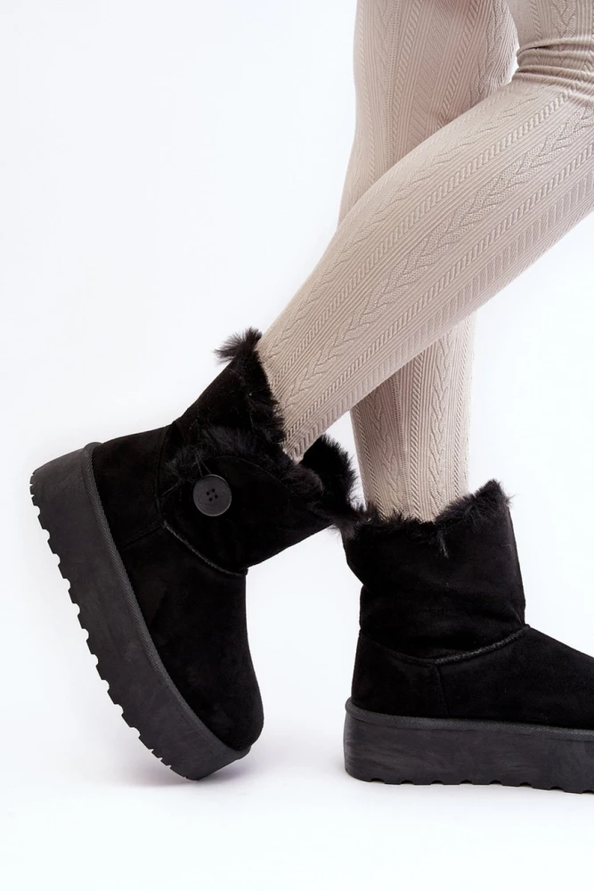 Juodi aulinukai su platforma ir kailio apdaila Step in style