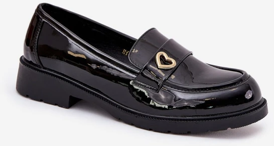 Juodi mokasinai su širdelės detale Step in style