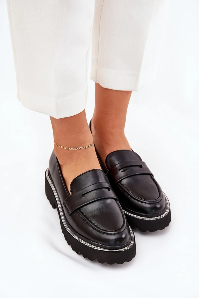 Juodi mokasinai su storu padu Step in style