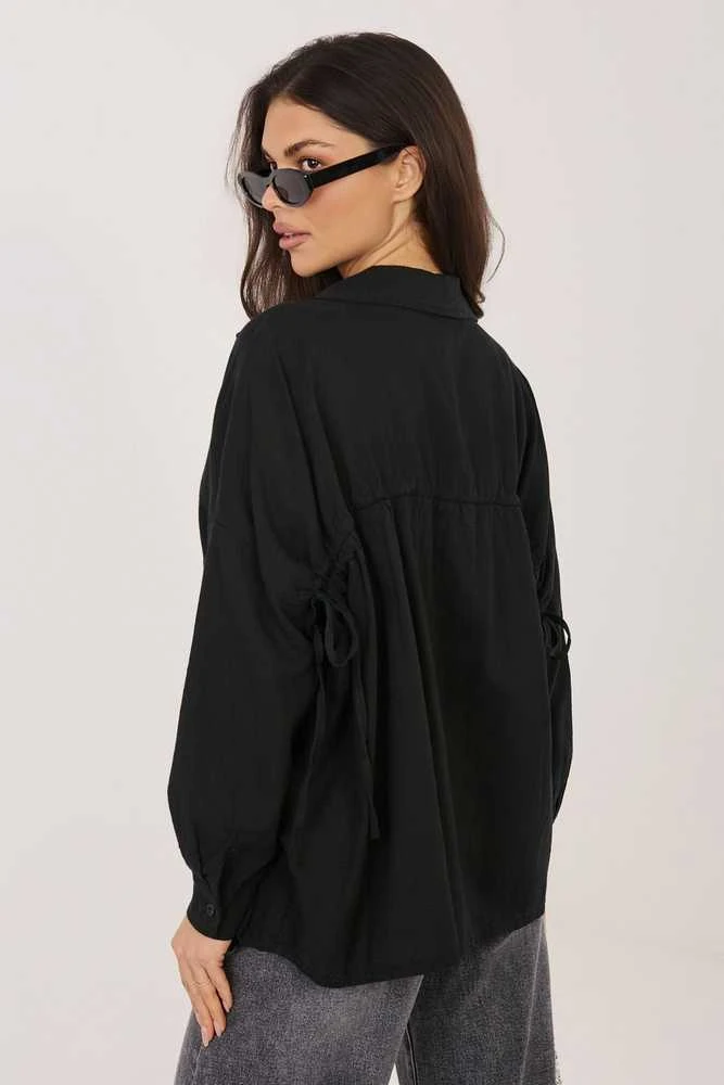 Juodi moteriški oversize marškiniai
