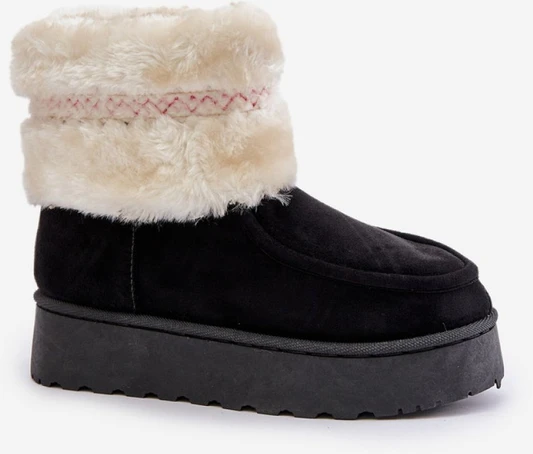 Juodi sniego aulinukai su kailiu Step in style