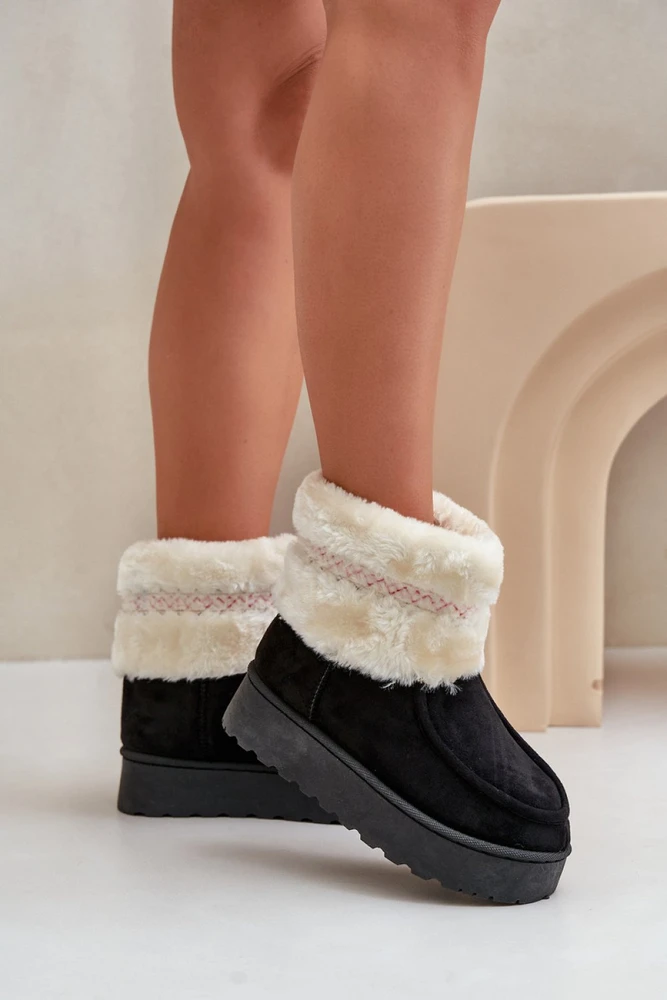 Juodi sniego aulinukai su kailiu Step in style