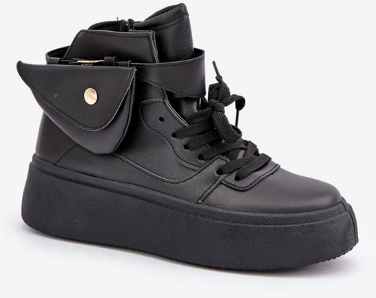 Juodi sportbačiai su platforma ir kišenėle Step in style