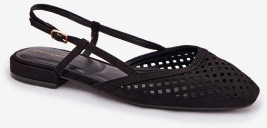 Juodos balerinos su ažūriniu viršumi ir dirželiu Step in style