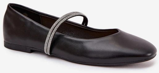 Juodos balerinos su blizgia dekoratyvine juostele Step in style