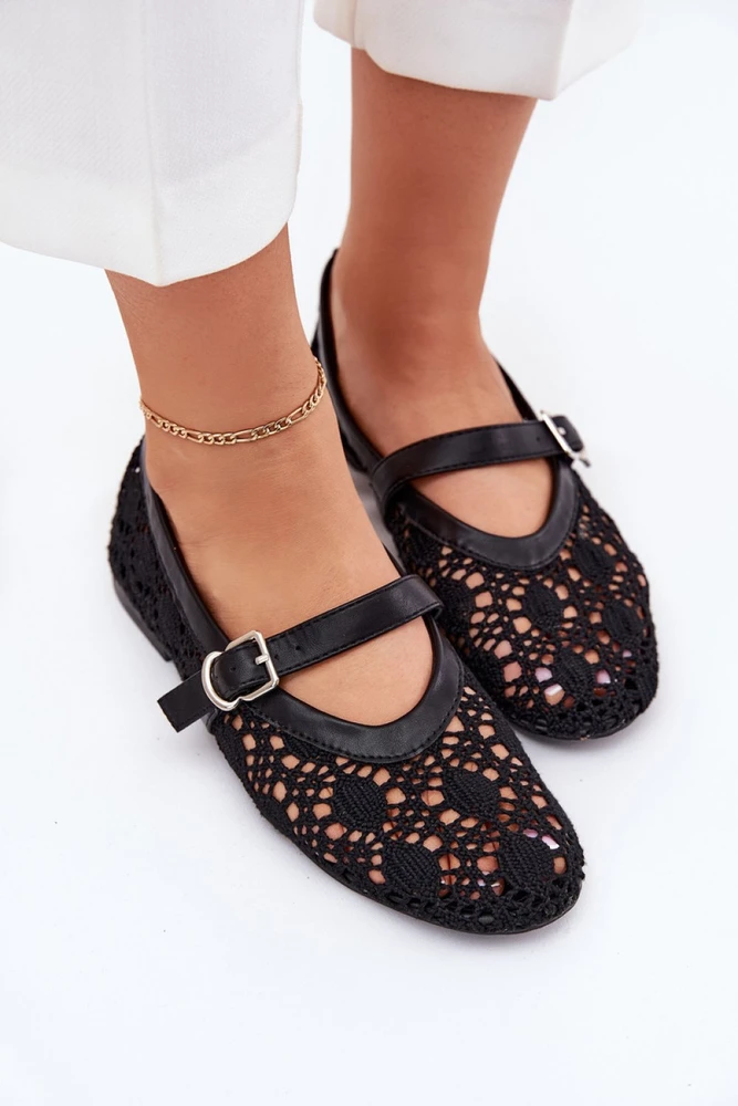 Juodos balerinos su dirželiu Step in style