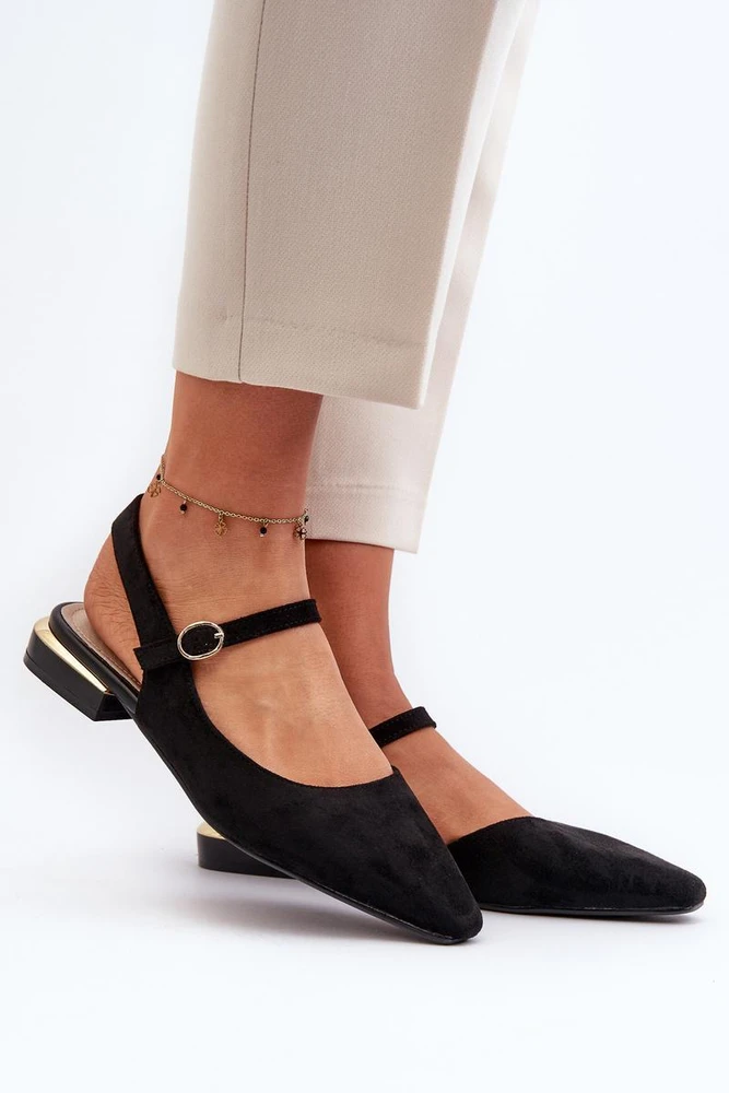 Juodos balerinos su kulno dirželiu Step in style