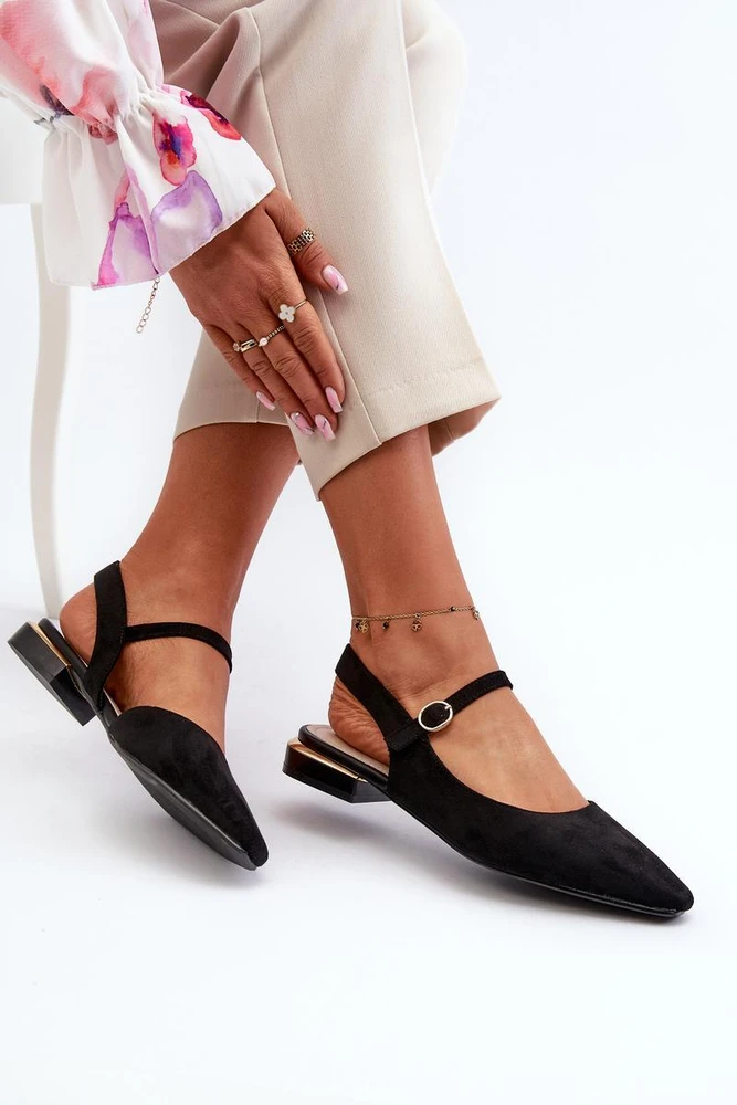Juodos balerinos su kulno dirželiu Step in style