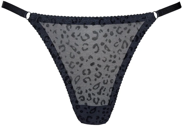 Juodos leopardinio rašto kelnaitės stringai