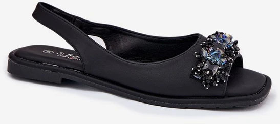 Juodos moteriškos basutės su kristalais S.Barski