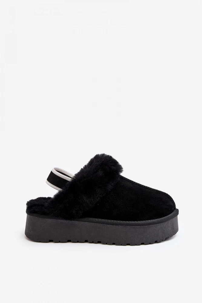 Juodos moteriškos šlepetės su pašiltinimu Step in style