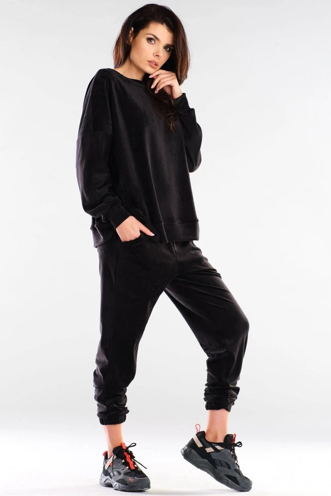 Juodos moteriškos tracksuit kelnės Awama