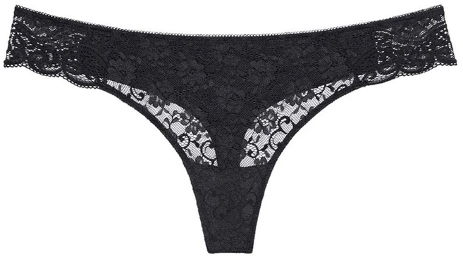 Juodos nėriniuotos string kelnaitės Triumph