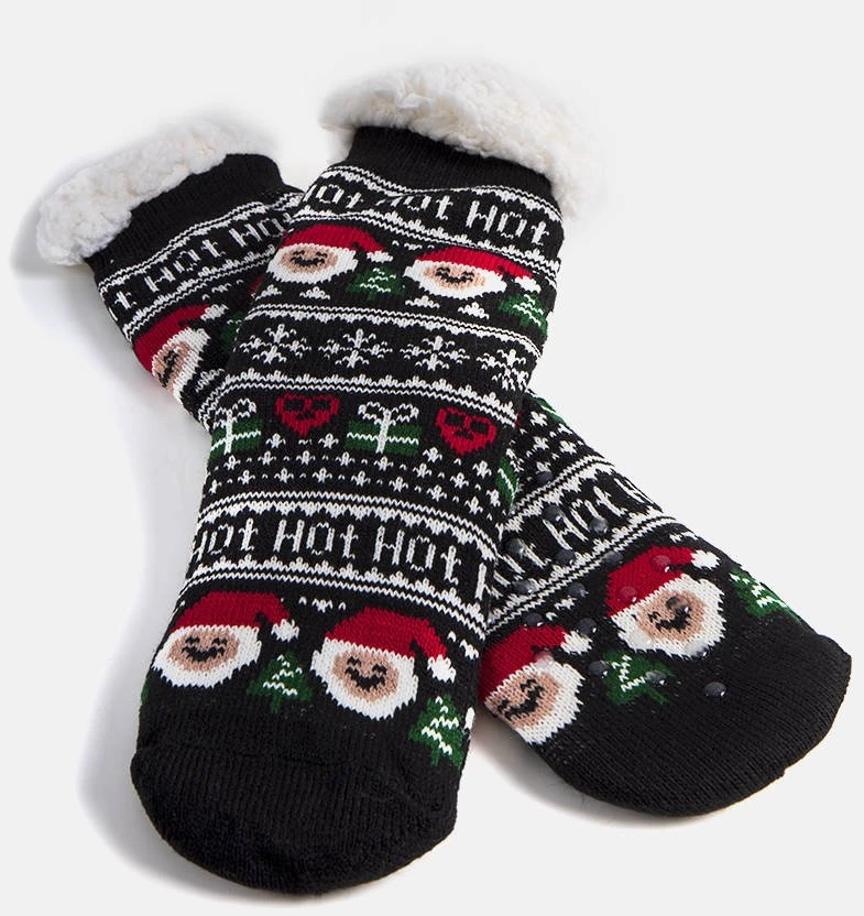 Juodos šilti kojinės su Santa Challa