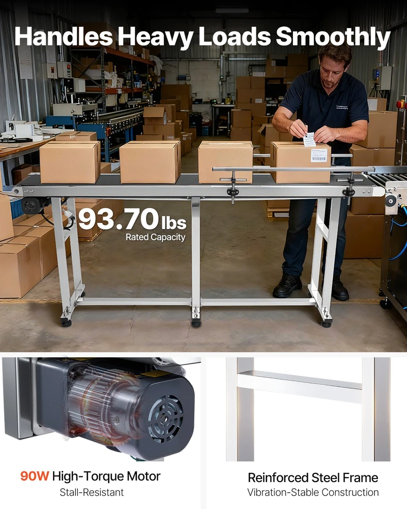 VEVOR Kombinuotas konvejeris 180 cm x 20 cm su motoru