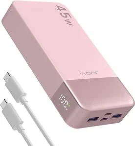 JUOVI išorinė baterija 20000 mAh 45 W USB-C su 4 prievadais ir LED ekranu J2621