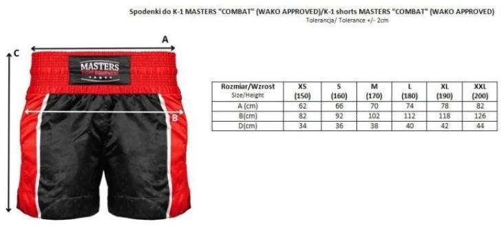 K-1 MASTERS „COMBAT“ šortai (patvirtinti WAKO)