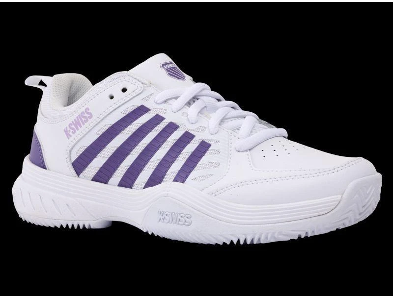 K-Swiss COURT EXPRESS 2 balti/violetinės miglos/neoninės levandos spalvos laisvalaikio bateliai (94428-151-M)