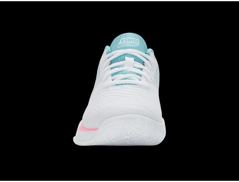 K-swiss EXPRSLIGHT3 HB PADEL balti/švelniai neoniniai mėlyni/neoniniai kramtomosios gumos spalvos sportiniai bateliai (98900-146-M)