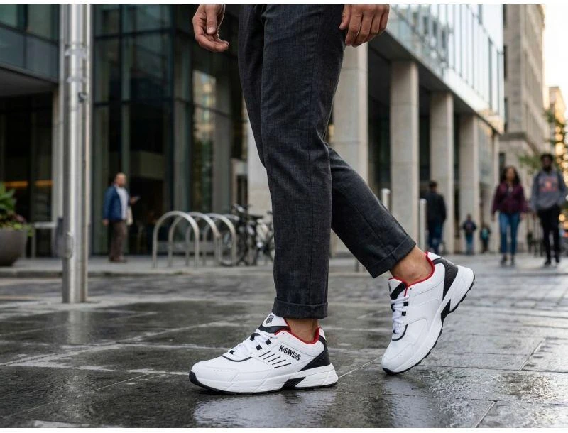 K-swiss FARIO LTH balti/juodi/raudoni (Mars Raudona) sportiniai bateliai (04778-122-M)