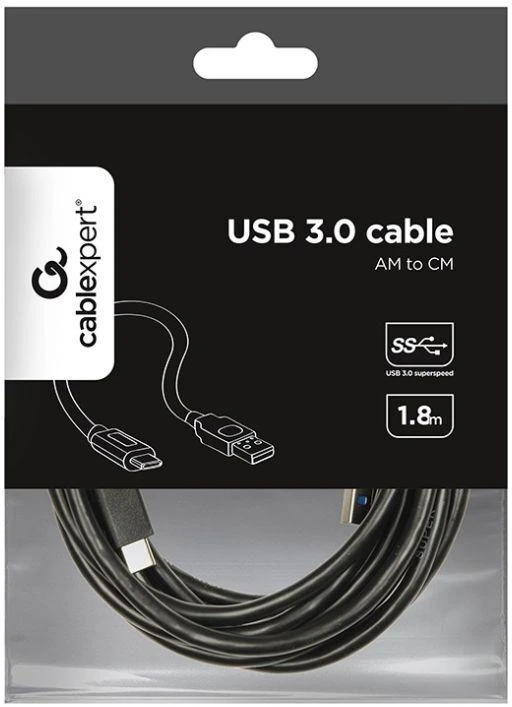 GEMBIRD CCP-USB3-AMCM-6 USB 3.0 kabelis į USB C tipo AM/CM 1.8m juodas
