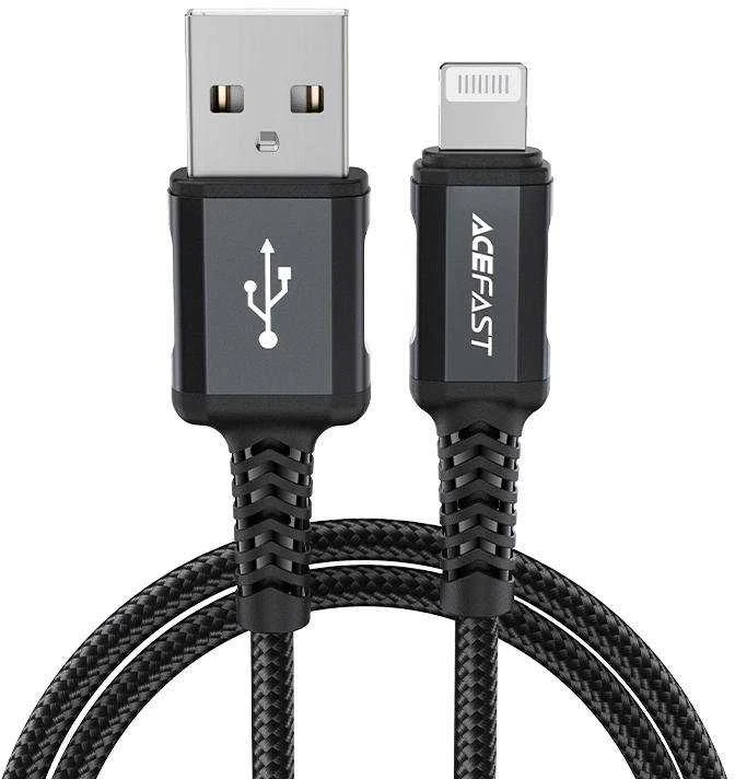 USB laidas Acefast C4-02 MFi USB-A iki Lightning 1.8m juodas