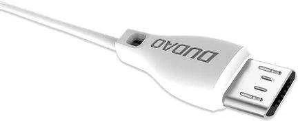USB kabelis Dudao (L4M) microUSB (2.4A) baltas (2m)