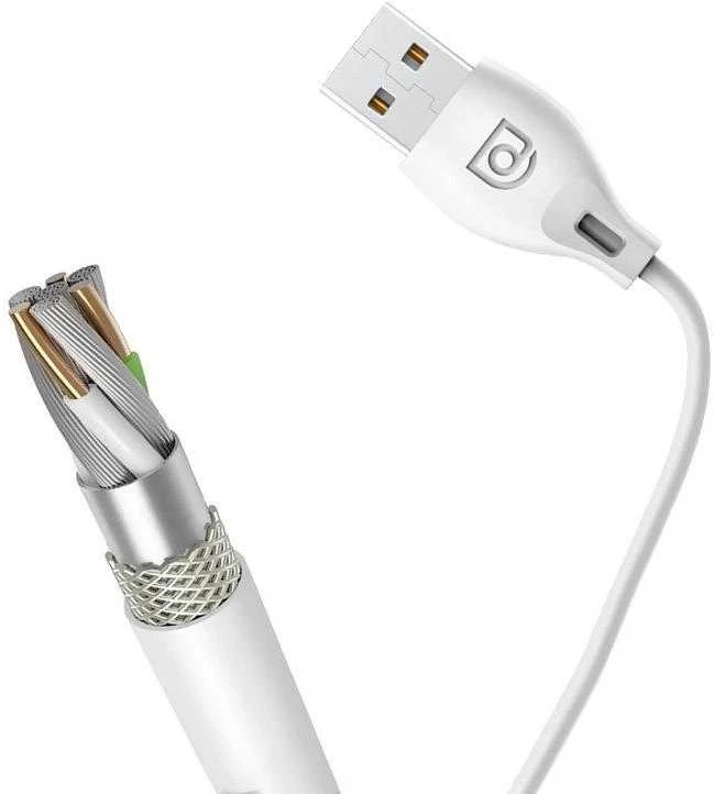 USB kabelis Dudao (L4M) microUSB (2.4A) baltas (2m)