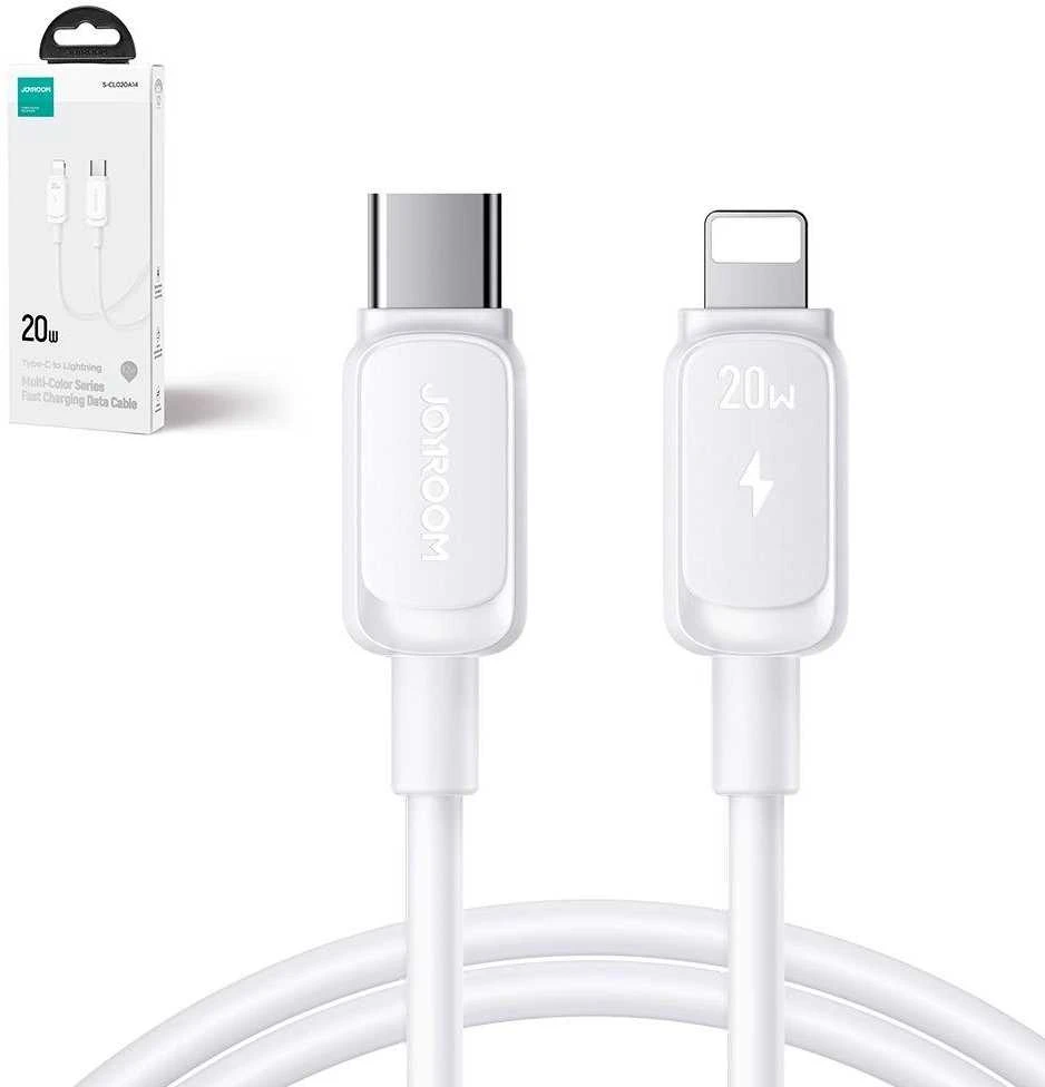 Joyroom Multi-Color Series A14 USB-C / Lightning 20W kabelis 1.2 m – baltos spalvos