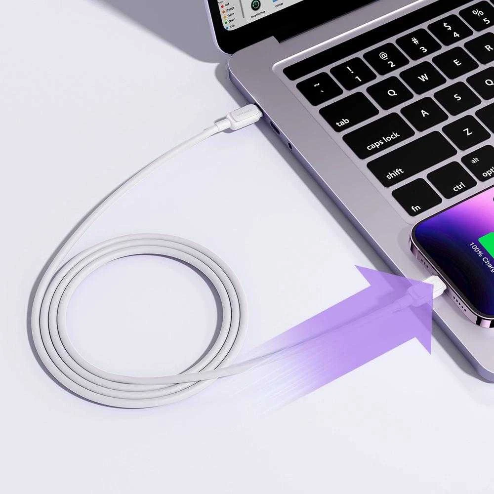 Joyroom Multi-Color Series A14 USB-C / Lightning 20W kabelis 1.2 m – baltos spalvos
