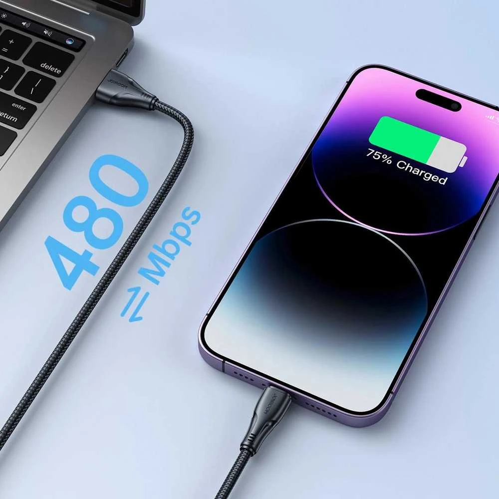 USB kabelis viršija / Lightning / 1.2 m Joyroom S-UL012A11 (juodas)