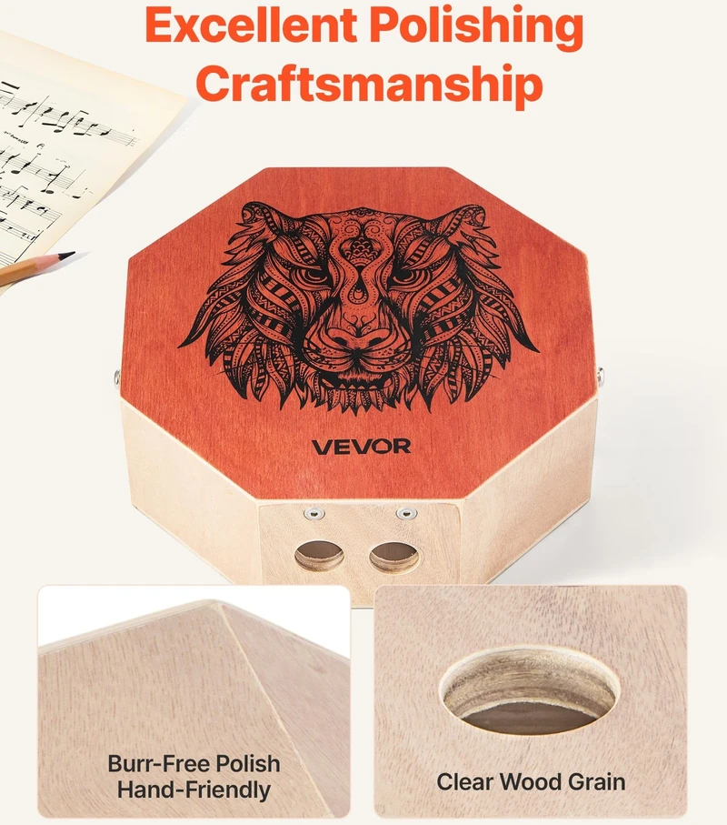 VEVOR unikali cajon dėžė iš buko medienos su gitaros stygomis