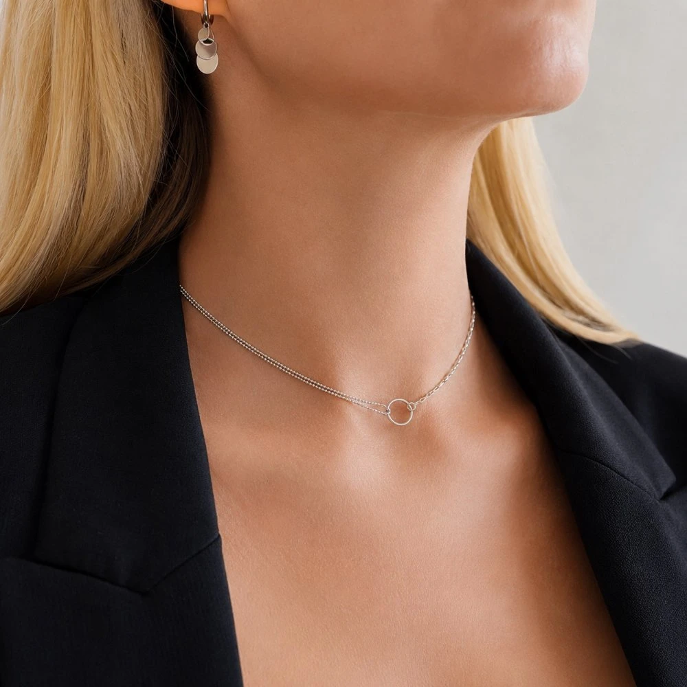 Sidabrinis kaklo papuošalas Choker