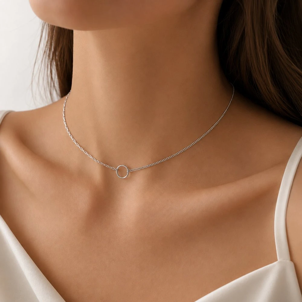 Sidabrinis kaklo papuošalas Choker