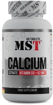 Kalcio citrato tabletės su vitaminu D3 ir K2 MST 60 tablečių