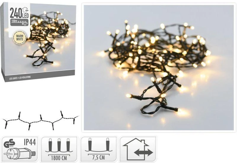 Bigbuy Christmas KALĖDINĖS EGLUTĖS GIRLIANDA 240 LED ŠILTAI BALTA