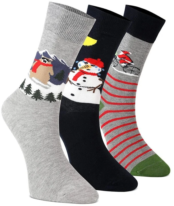 Kalėdinės unisex kojinės, 3 porų rinkinys, pilkos spalvos