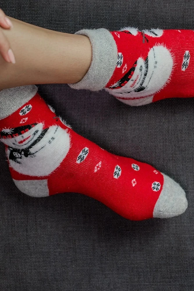 Kalėdinės unisex kojinės su sniego seneliu, 1 pora