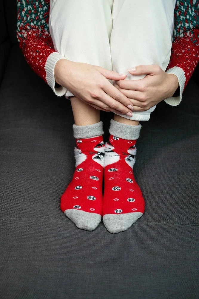 Kalėdinės unisex kojinės su sniego seneliu, 1 pora