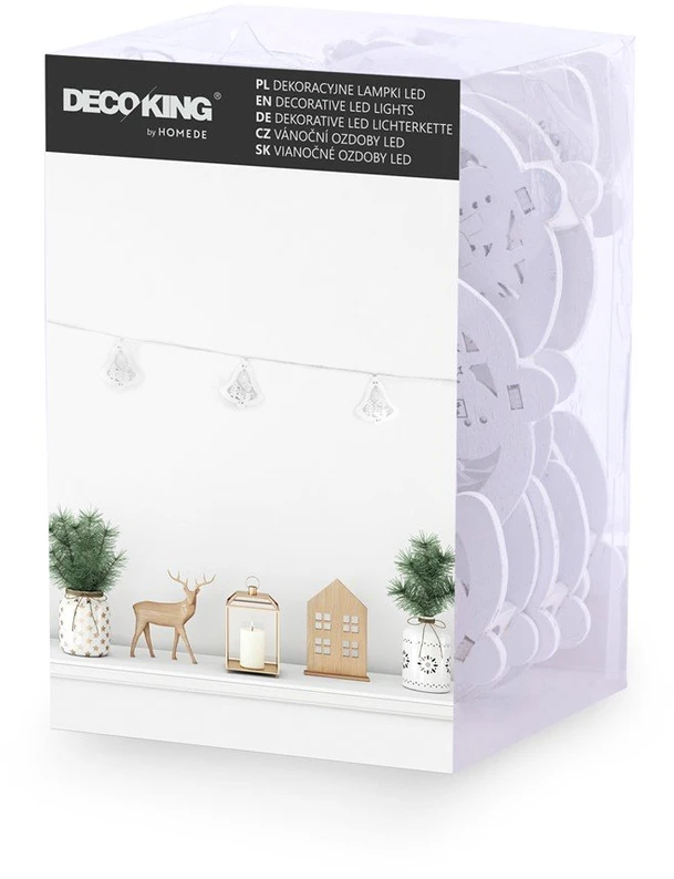 DecoKing Kalėdiniai LED varpeliai „Jingle Bells“, 10 vnt., šiltai balti
