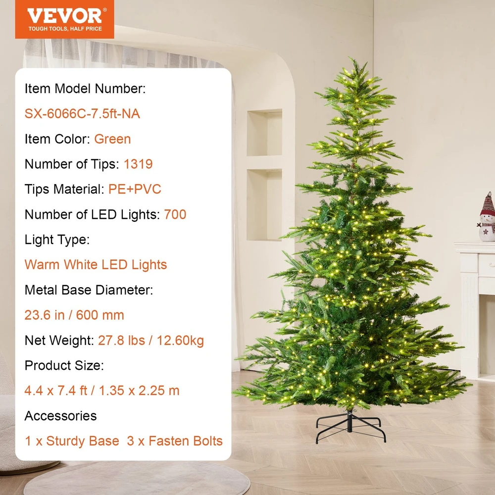 VEVOR Kalėdinė eglutė su LED šviestukais