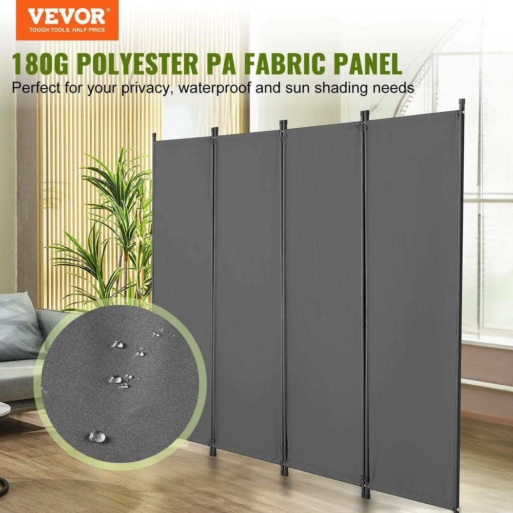 VEVOR Kambario pertvara, 4 panelių, pilka