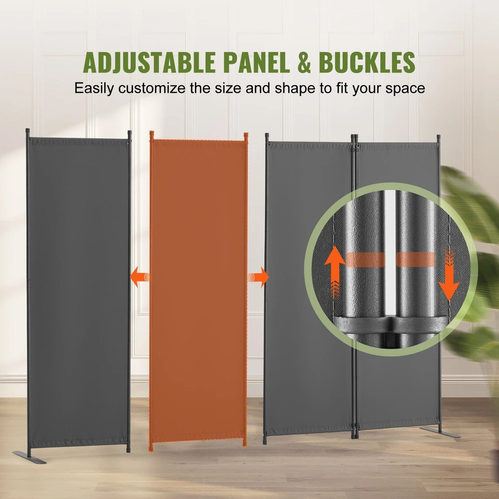 VEVOR Kambario pertvara, 4 panelių, pilka