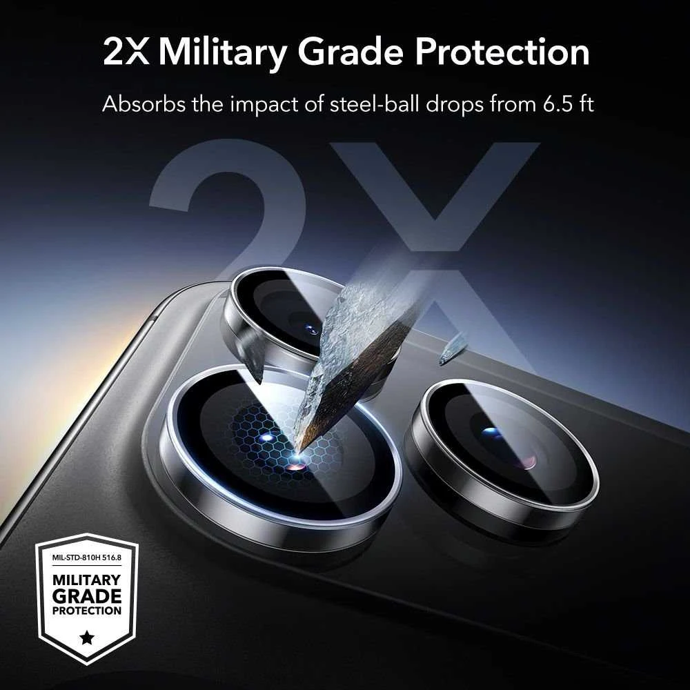 ESR Armorite kameros apsauga skirta Apple iPhone 14 Pro / Pro Max / 15 Pro / Pro Max / 16 Pro / Pro Max / 17 Pro / Pro Max – Clear