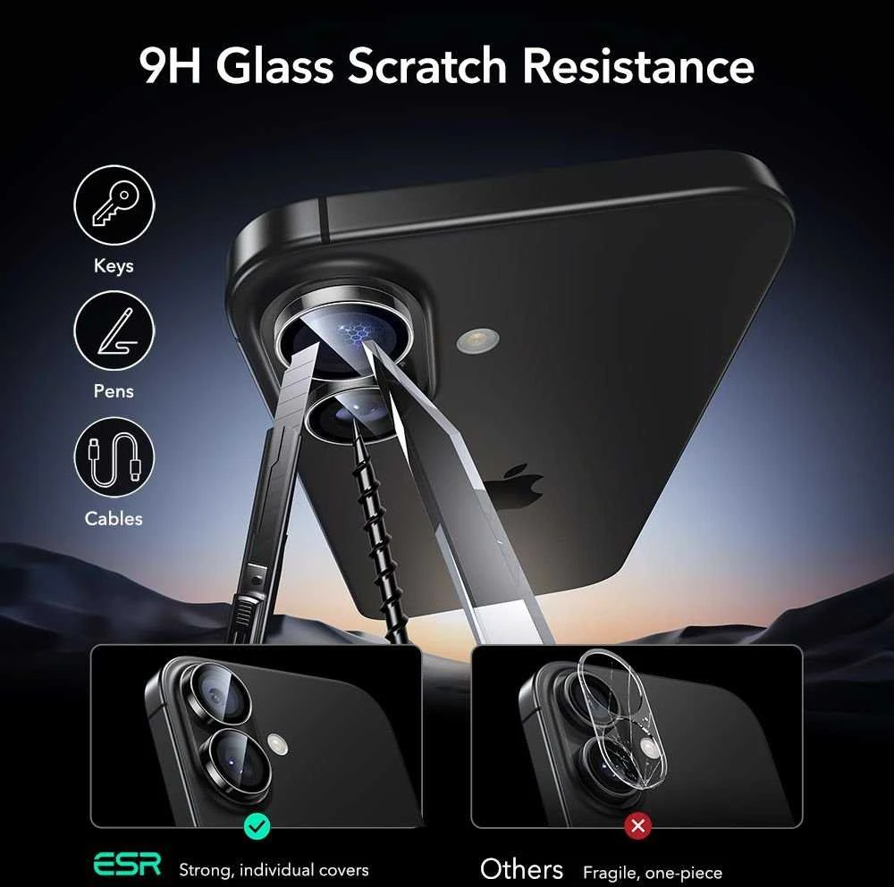 ESR Armorite kameros apsauga skirta Apple iPhone 16 / 16 Plus / 17 – Transparent